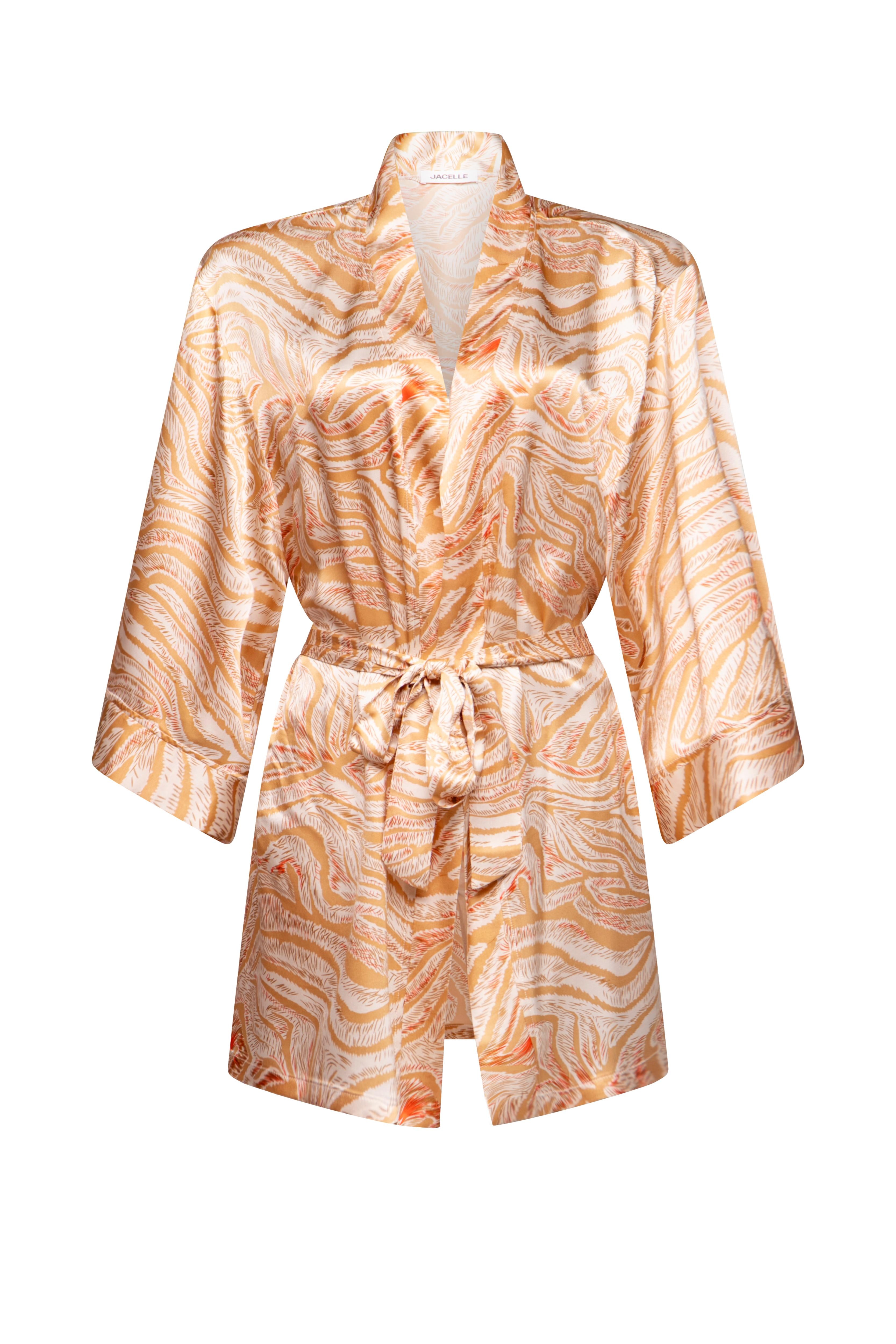 WISPY PRINT SILK SHORT ROBE