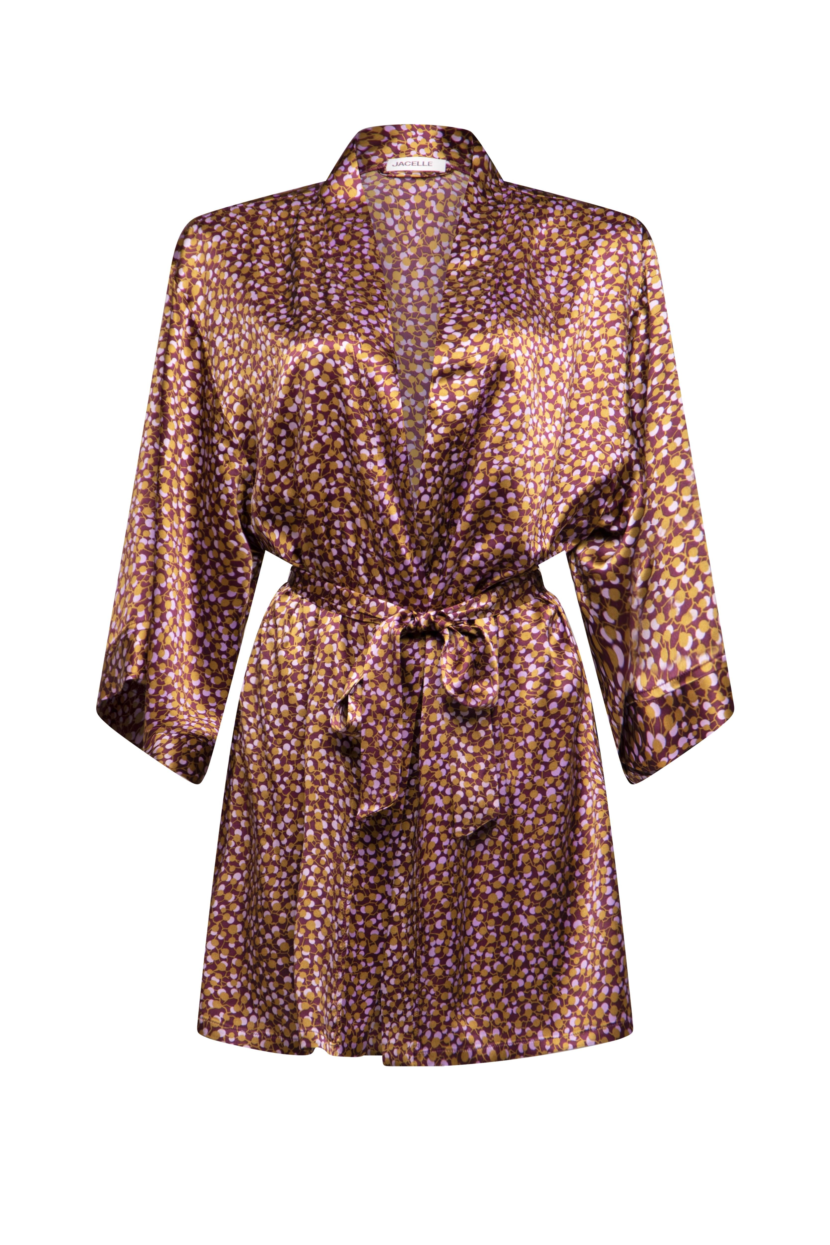 WEBBING PRINT SILK SHORT ROBE